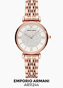 Montre rose dorée Emporio Armani avec bracelet en maillons
