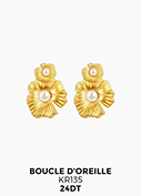 Boucles d’oreilles dorées à motif floral