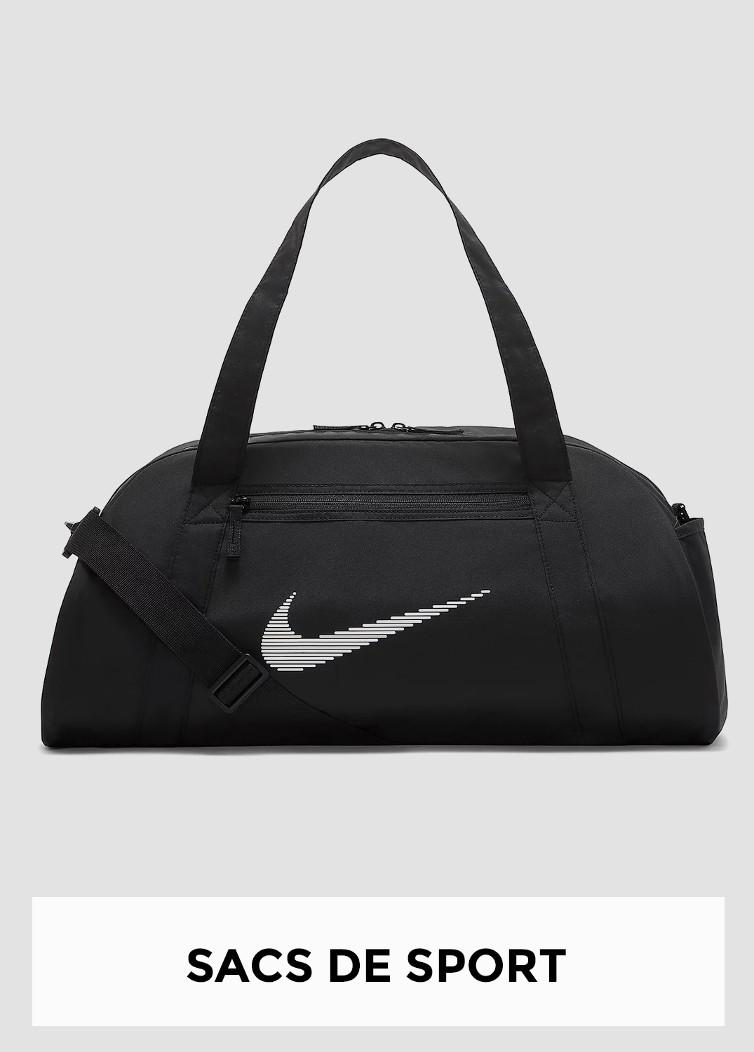 Sac de sport Nike noir pour homme et femme – modèle spacieux avec bandoulière réglable et logo signature