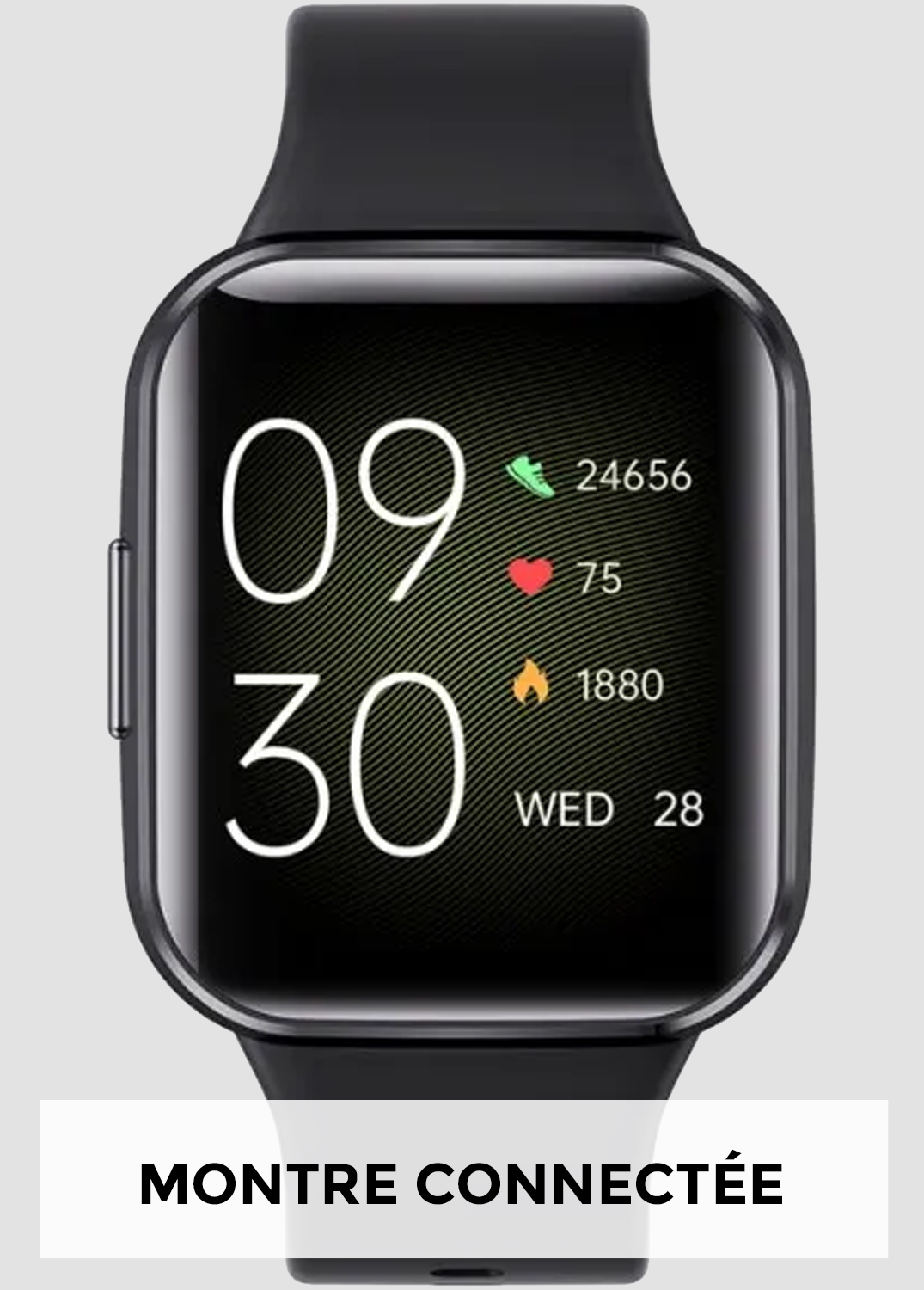 Montre connectée noire pour femme – suivi de l’activité, fréquence cardiaque et calories brûlées avec écran digital moderne
