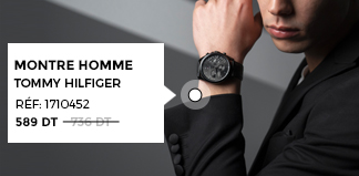 Montre Homme TOMMY HILFIGER 1710452 – Élégance en noir. Prix réduit à 589 DT