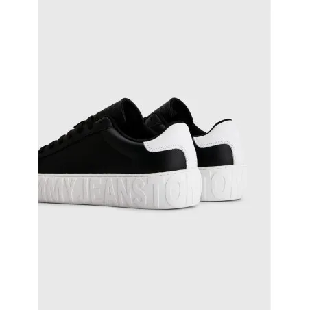 TOMMY JEANS – Baskets à semelle cupsole en cuir monochrome – Noir - TOMMY JEANS