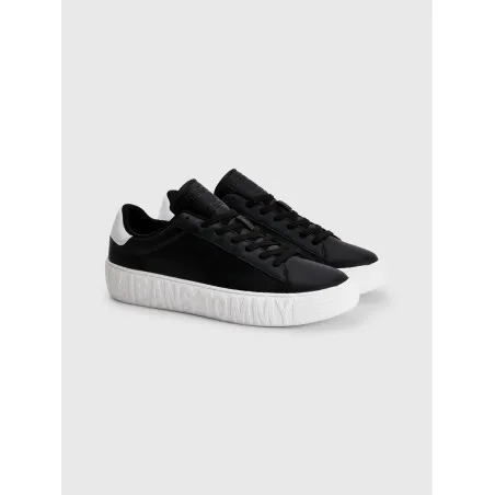 TOMMY JEANS – Baskets à semelle cupsole en cuir monochrome – Noir - TOMMY JEANS