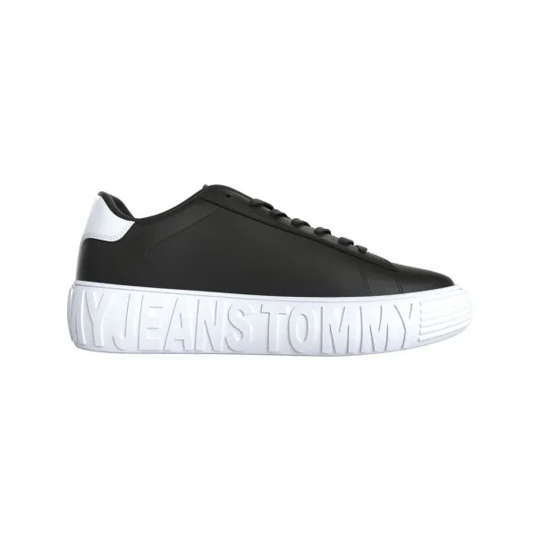 TOMMY JEANS – Baskets à semelle cupsole en cuir monochrome – Noir - TOMMY JEANS
