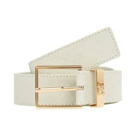 Tommy Jeans – Ceinture TH Monogram en cuir – Blanc Créme - TOMMY JEANS