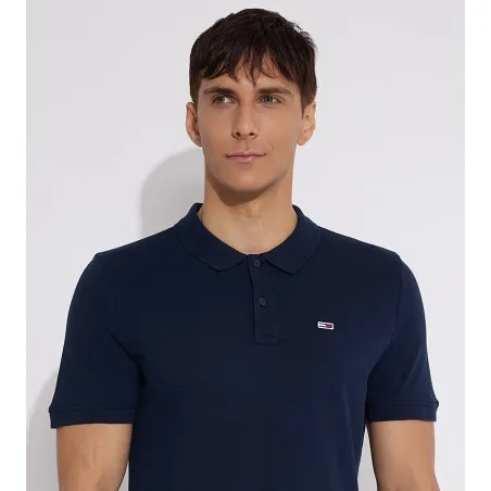 Tommy Jeans – T-shirt polo avec logo – Marine - TOMMY JEANS