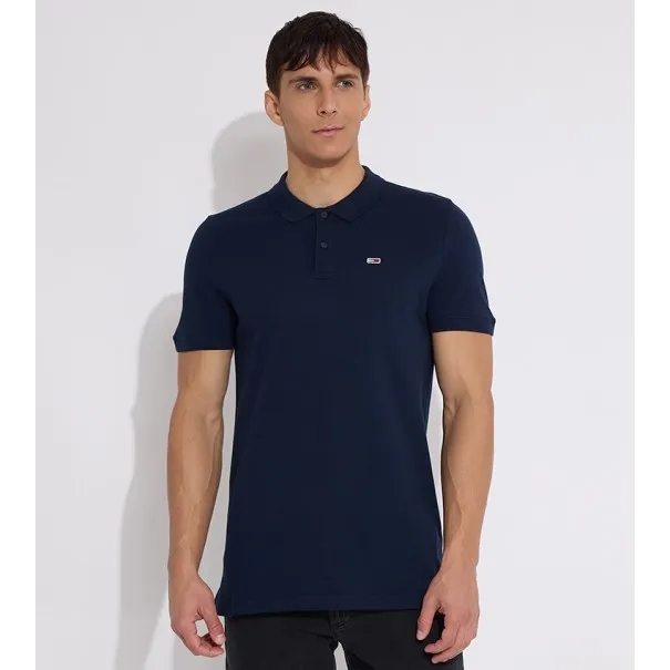 Tommy Jeans – T-shirt polo avec logo – Marine - TOMMY JEANS