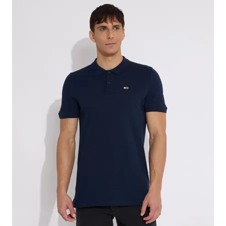 Tommy Jeans – T-shirt polo avec logo – Marine - TOMMY JEANS