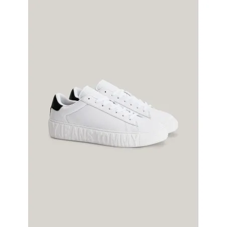 TOMMY JEANS – Baskets à semelle cupsole en cuir monochrome – Blanc - TOMMY JEANS
