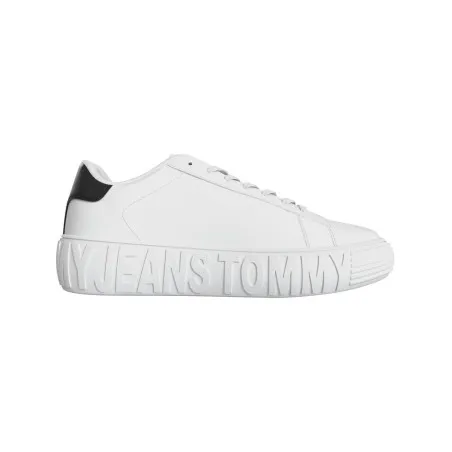 TOMMY JEANS – Baskets à semelle cupsole en cuir monochrome – Blanc - TOMMY JEANS