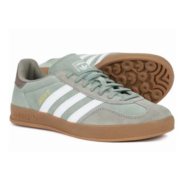 adidas gazelle silver green womens Adidas Gazelle Indoor In Light Grey White Gum Sole
