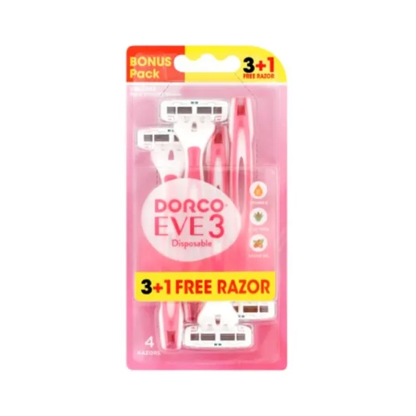 Dorco – Pack de 4 Rasoirs Jetables de 3 Lames Aux Vitamine E et Aloé Vera et Huile d’Argan - DORCO