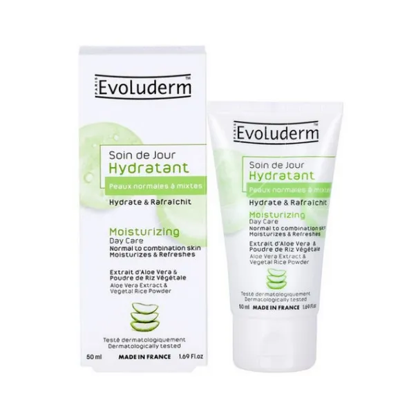 Evoluderm – Crème Jour Hydratante Peaux Normales Et Mixtes Extraits Aloe Vera 50Ml - EVOLUDERM