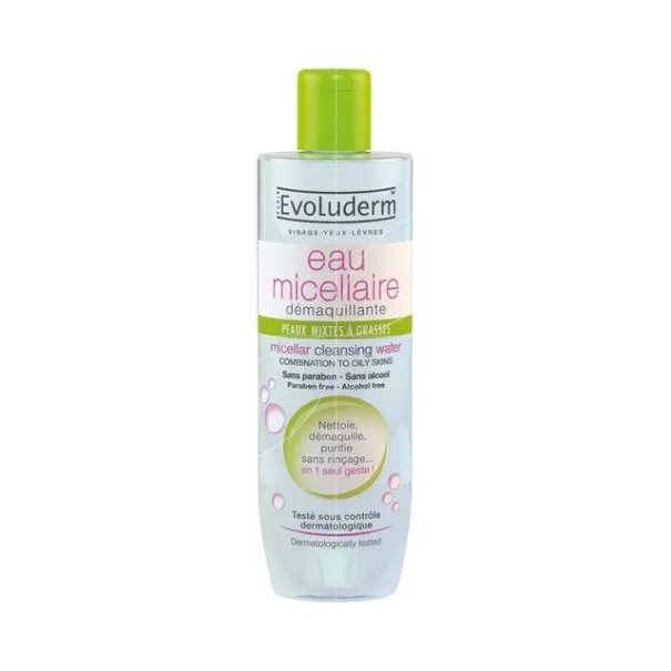Evoluderm – Eau Micellaire Demaquillante Peaux Mixtes et Grasses 500 Ml - EVOLUDERM