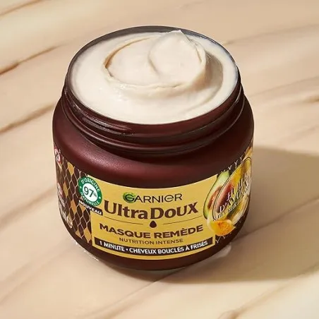 Garnier – Ultra Doux Masque Remède Nutrition Intense Huile d’Avocat & Beurre de Karité Cheveux très Secs Bouclés ou Frisés - Gar