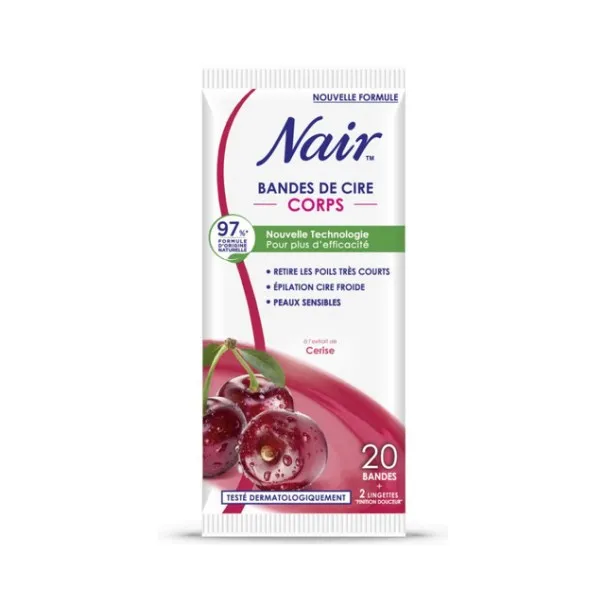 Nair – Bandes de cire froide jambes cerise 20 Bandes - NAIR