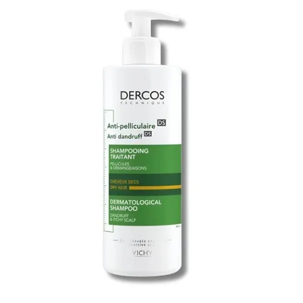 VICHY DERCOS ANTI PELLICULAIRE Shampooing traitant Cheveux secs 390ML - VICHY