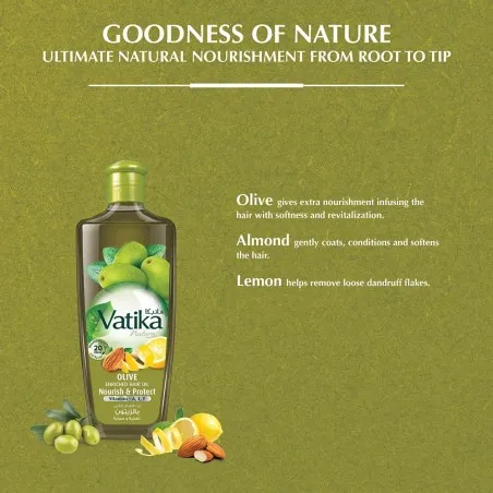 Vatika – Huile Capillaire Enrichie En Huile D’Olive & Amande Et Citron 200Ml - VATIKA