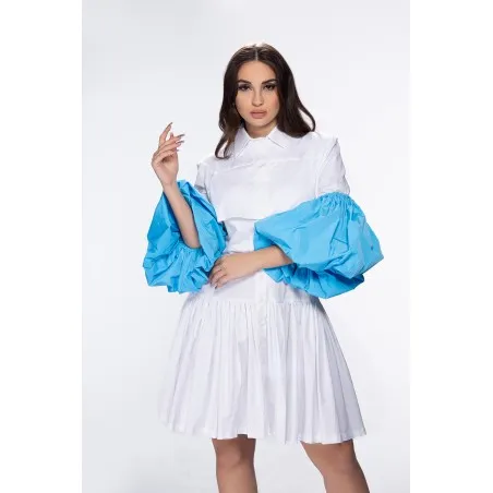 Robe Allium Blanc/Bleu - Tresors de mimi