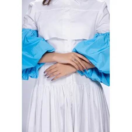 Robe Allium Blanc/Bleu - Tresors de mimi