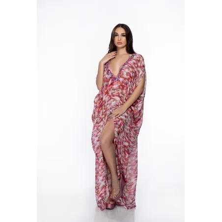 Lys Orientale Rose Caftan de plage - Tresors de mimi