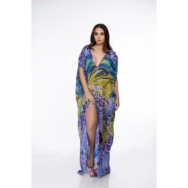Lys Orientale Mauve Caftan de plage - Tresors de mimi