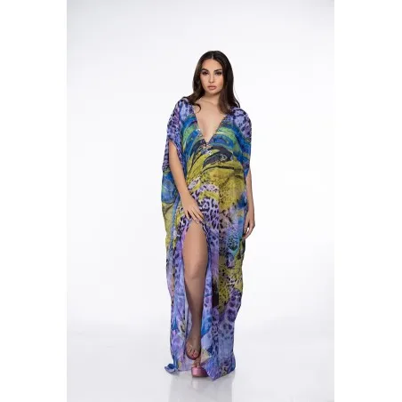 Lys Orientale Mauve Caftan de plage - Tresors de mimi