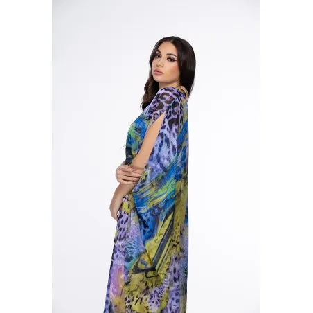 Lys Orientale Mauve Caftan de plage - Tresors de mimi