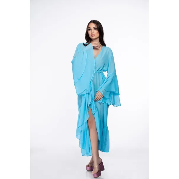 Gerbera Turquoise Kimono de plage - Tresors de mimi