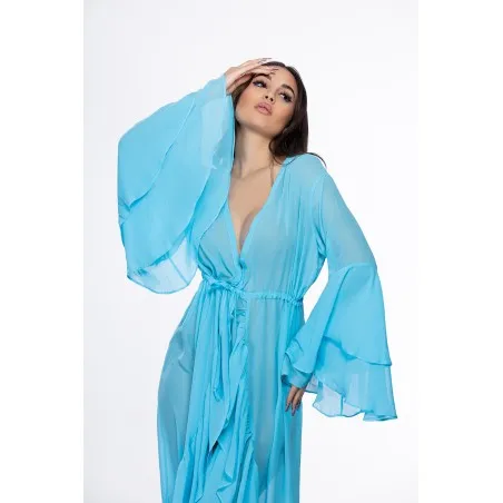 Gerbera Turquoise Kimono de plage - Tresors de mimi