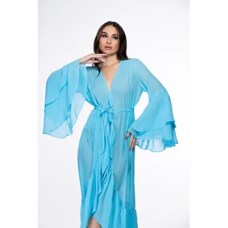 Gerbera Turquoise Kimono de plage - Tresors de mimi