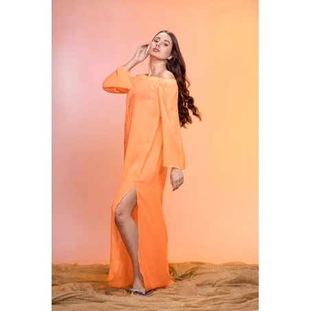 Tiaré Orange Robe de plage - Tresors de mimi