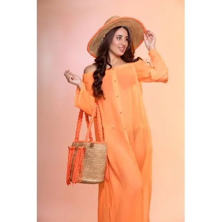 Tiaré Orange Robe de plage - Tresors de mimi