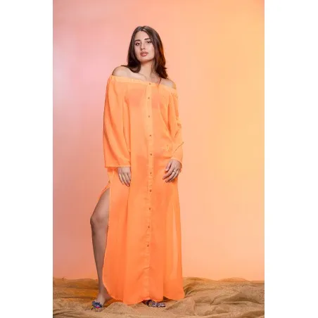 Tiaré Orange Robe de plage - Tresors de mimi