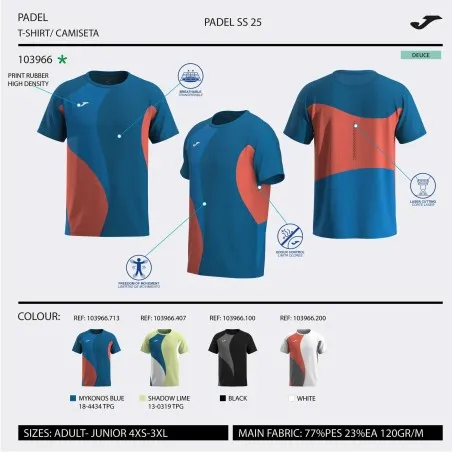 T-shirt manches courtes torneo blanc coral - JOMA