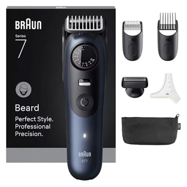 Braun Tondeuse A Barbe Homme Series 7, BT7520, Bleu, + 6 Outils de Barbier, 40 Longueurs - BRAUN