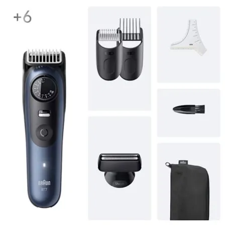 Braun Tondeuse A Barbe Homme Series 7, BT7520, Bleu, + 6 Outils de Barbier, 40 Longueurs - BRAUN