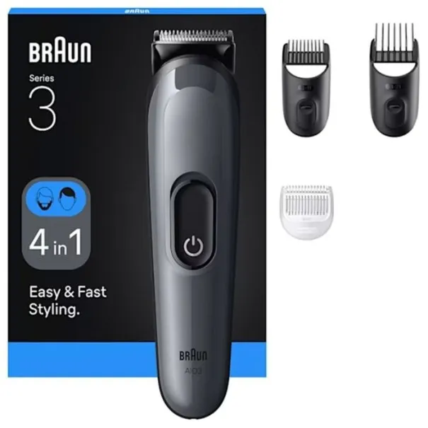 Tondeuse Multifonction Rechargeable 4 en 1 Braun AIO3500 Gris - BRAUN