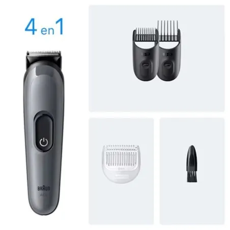 Tondeuse Multifonction Rechargeable 4 en 1 Braun AIO3500 Gris - BRAUN