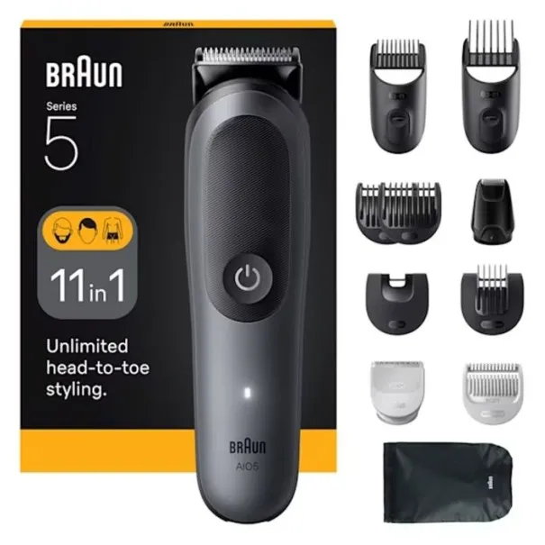 Tondeuse Multifonction 11EN1 BRAUN AIO5560 Rechargeable - Noir - BRAUN