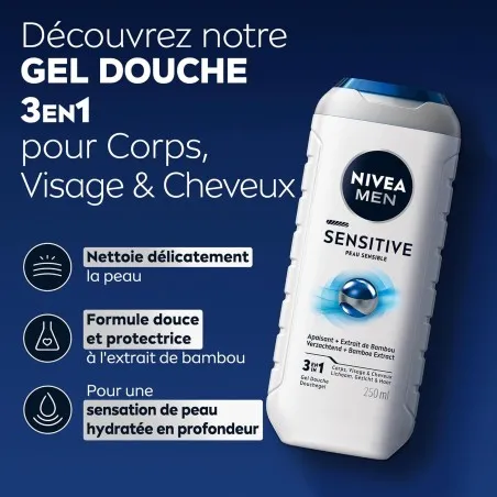 Nivea – Gel Douche Sensitive Pour Homme 250 ml - NIVEA
