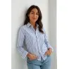 Chemise Femme Angelo Ricci Regular Fit en Popeline Rayée - Bleu et Blanc - Angelo Ricci