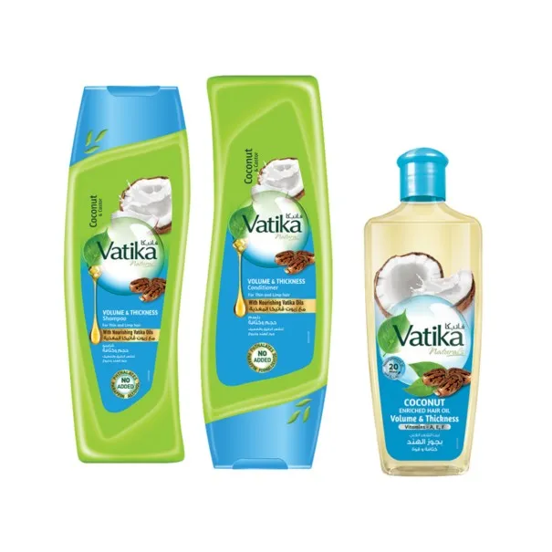 Vatika – Pack Shampooing & Après shampooing & Huile Capillaire Au Noix de Coco - VATIKA