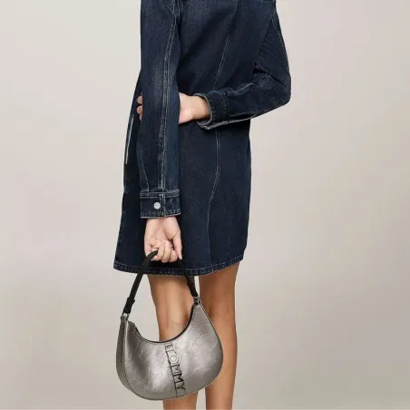 Tommy Jeans – City Metallic Shoulder Bag -Gris - TOMMY JEANS
