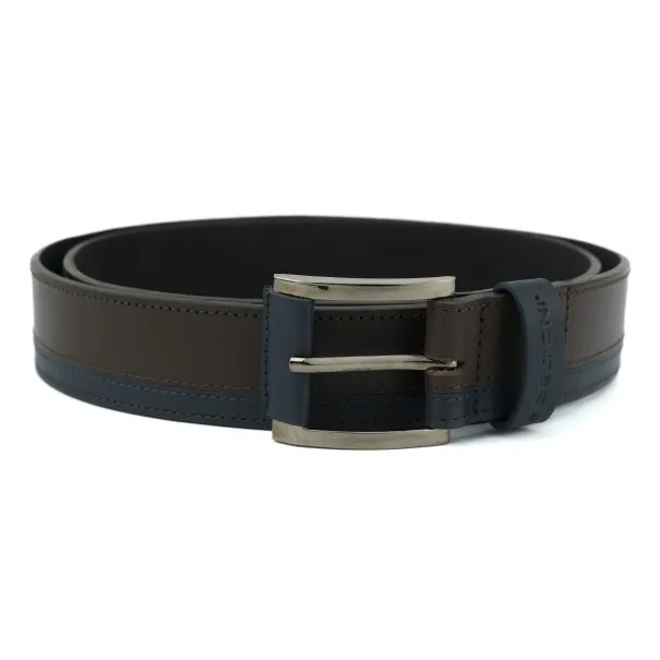 Ceinture En Cuir Homme BELTONI  CEINTURE MARRON CUIR/BLEU - BELTONI