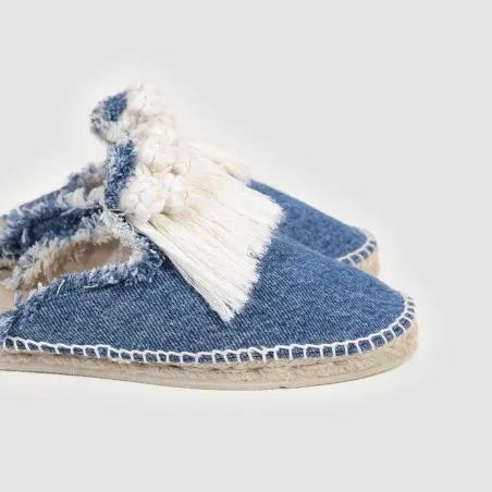 Babouche espadrilles femme en jeans et macramé - KONTAKT