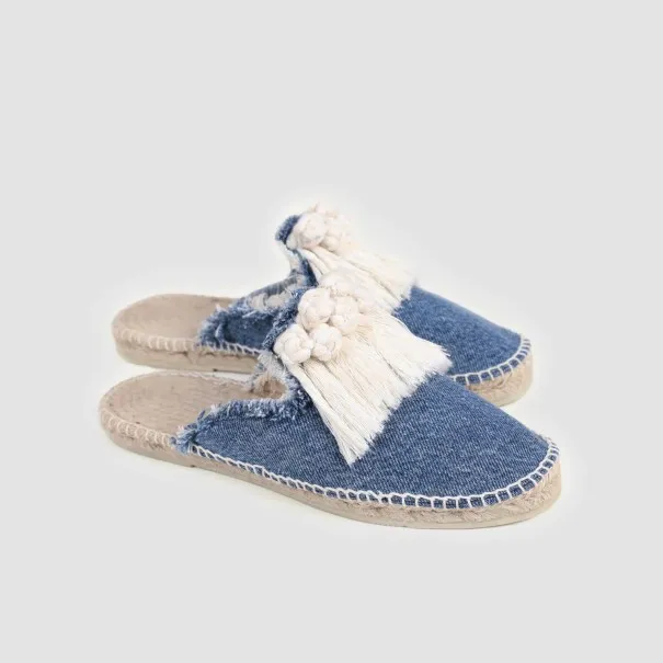 Babouche espadrilles femme en jeans et macramé - KONTAKT