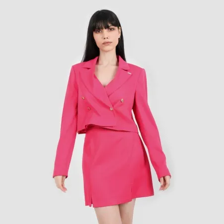 Blazer crop femme en chaine et trame - KONTAKT