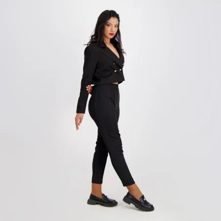 Blazer crop femme en chaine et trame - KONTAKT
