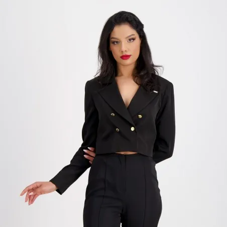 Blazer crop femme en chaine et trame - KONTAKT